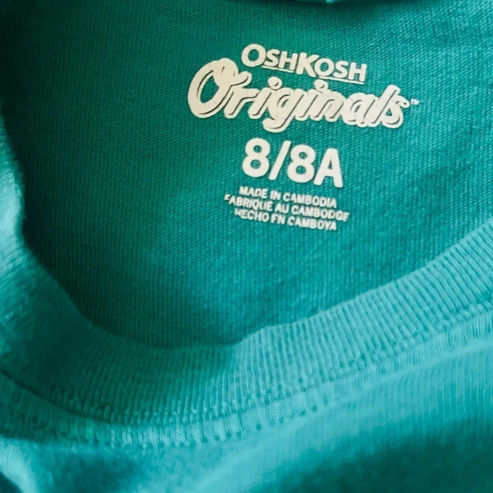 OshKosh Original casual play teal T-shirt Boys 8T graphic design 100% cotton